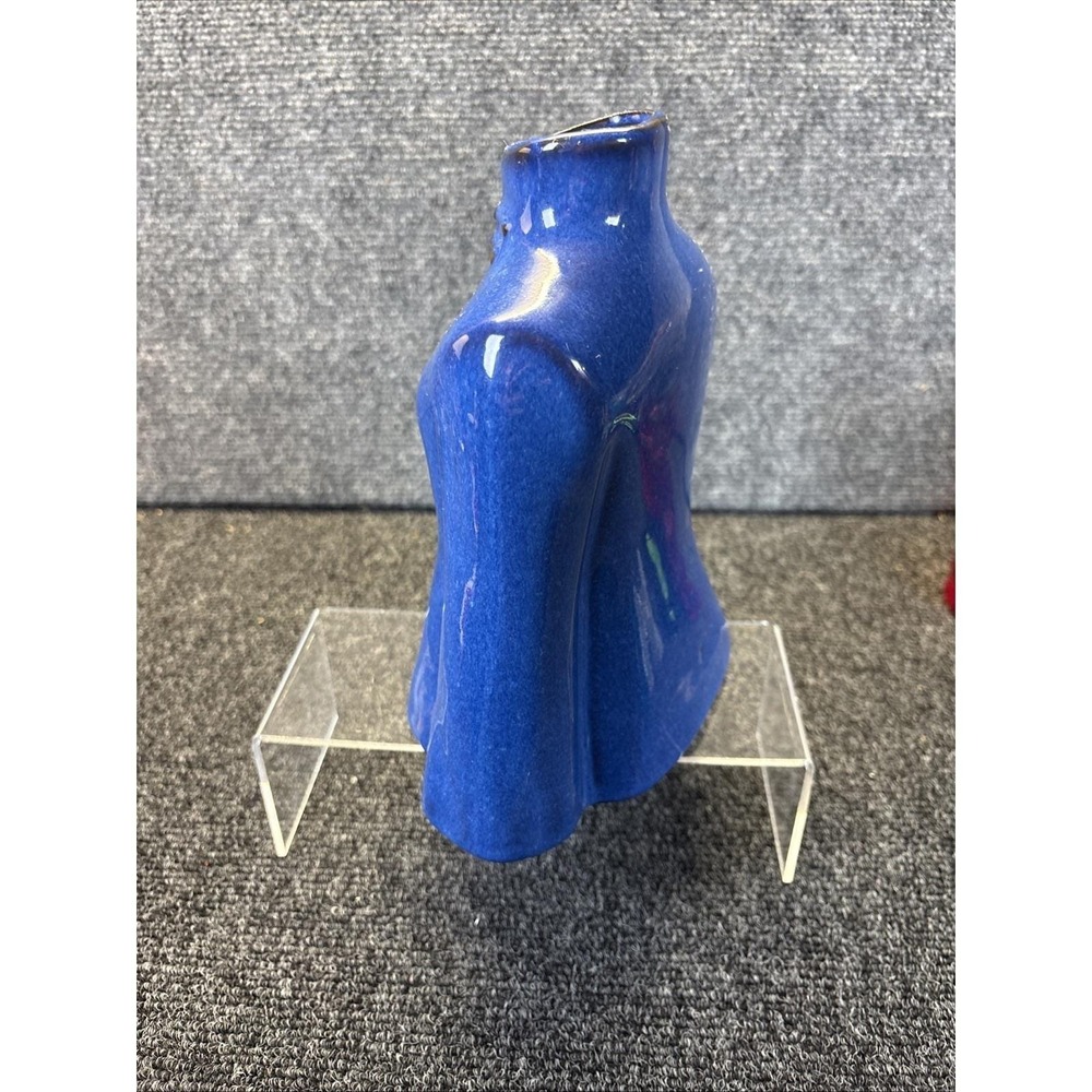 Vtg~Blue Glazed Vase~Asian Themed Robe Kimono~8" - Picture 4 of 7